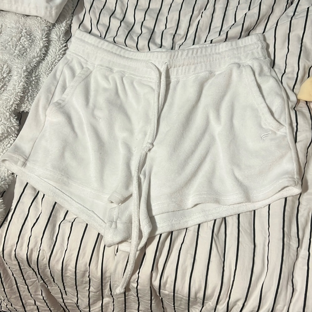 Fabletics White Athletic Shorts with Elastic Waistband